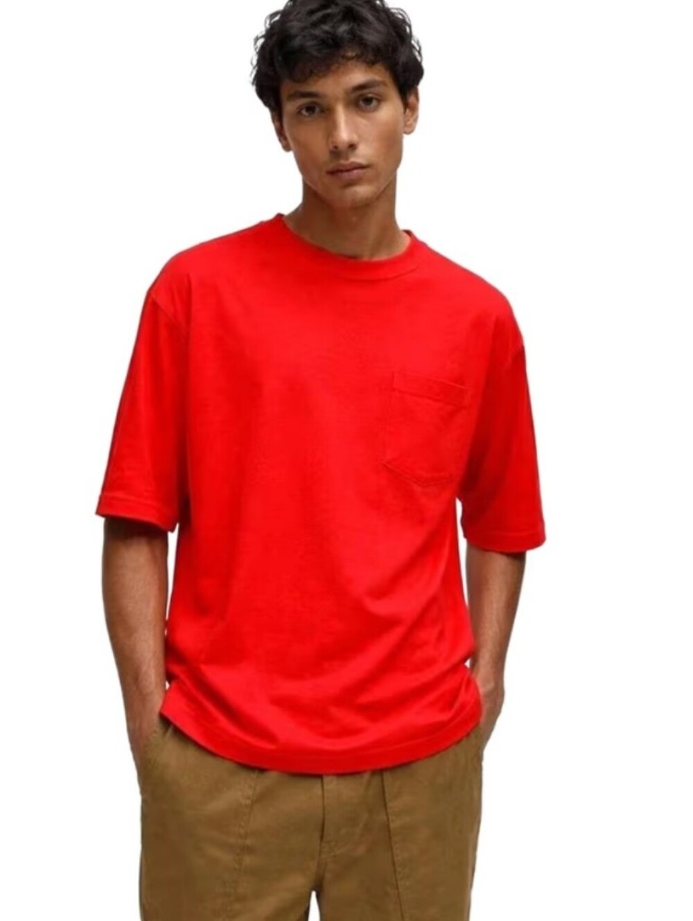 Mode of One Men's Relaxed-Fit Pocket T-Shirt in Fiery Red. NWT. Gift.